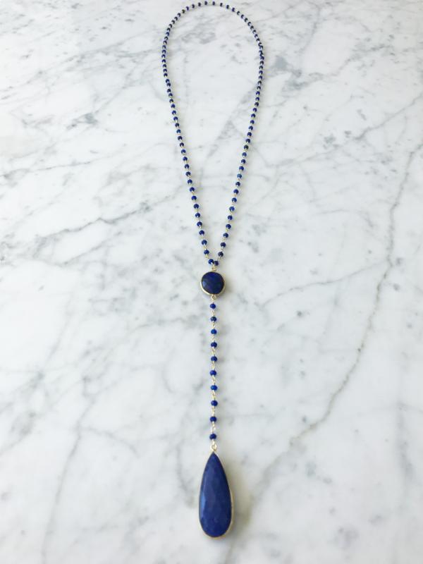 Diana Montecito Sapphire Necklace with elegant sapphire drop pendant for luxury women’s gemstone jewelry. - RoshelLuxe.com