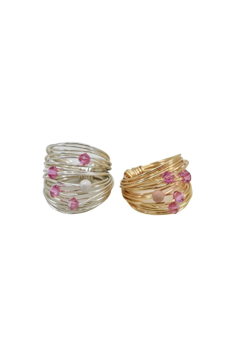 Marcia Wire Wrap Ring with Hot Pink Swarovski Crystals