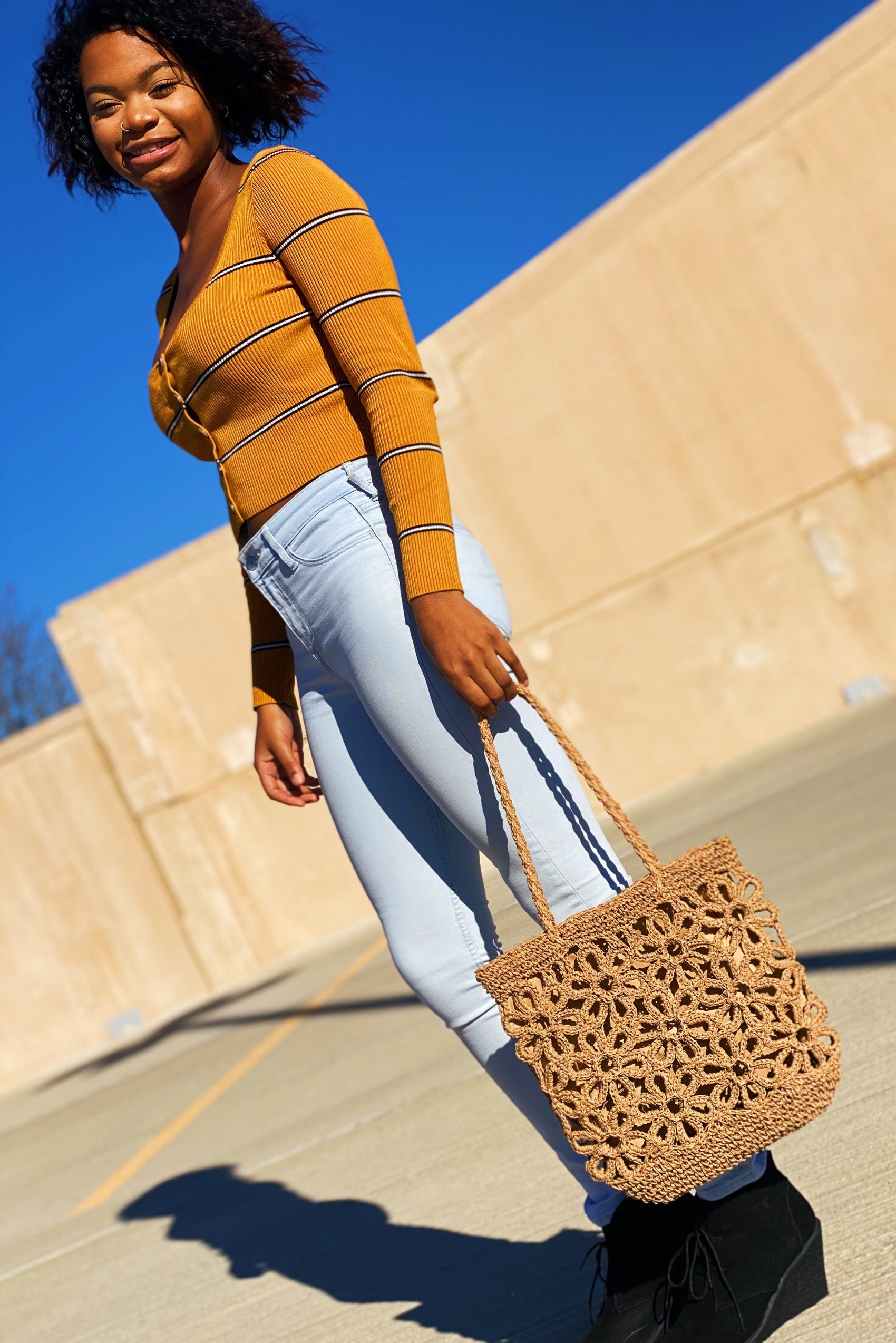 Hand Made Muted Floral Tote - RoshelLuxe.com