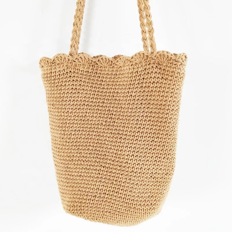 Knitted Scalloped Edge Tote - RoshelLuxe.com