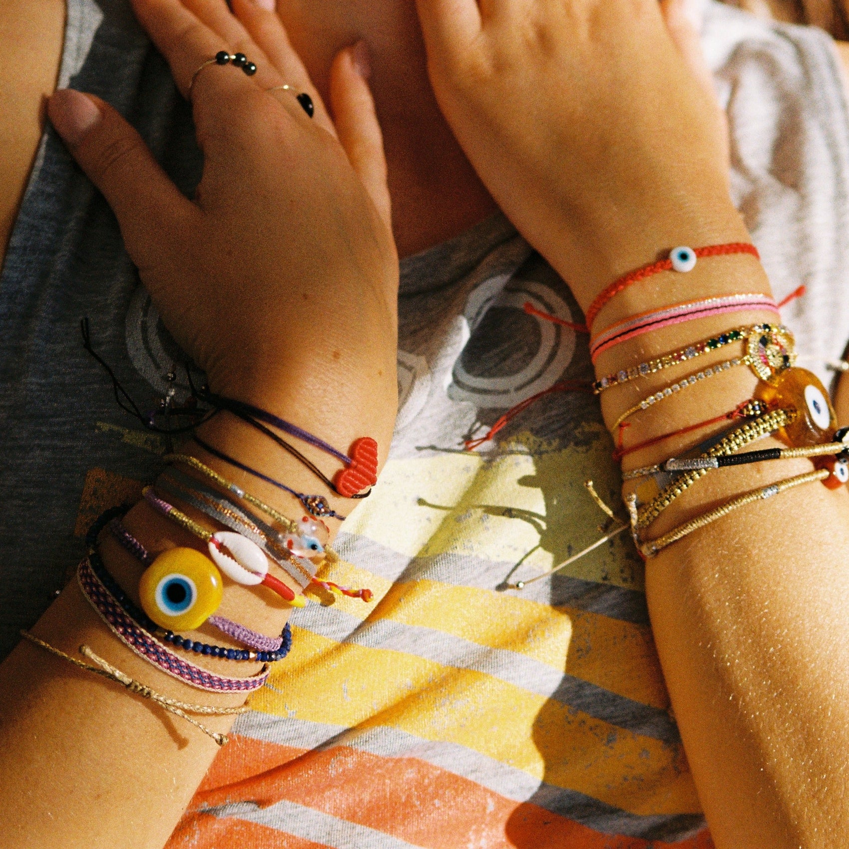 Yellow Mini Ceramic Evil Eye Bracelet - RoshelLuxe.com