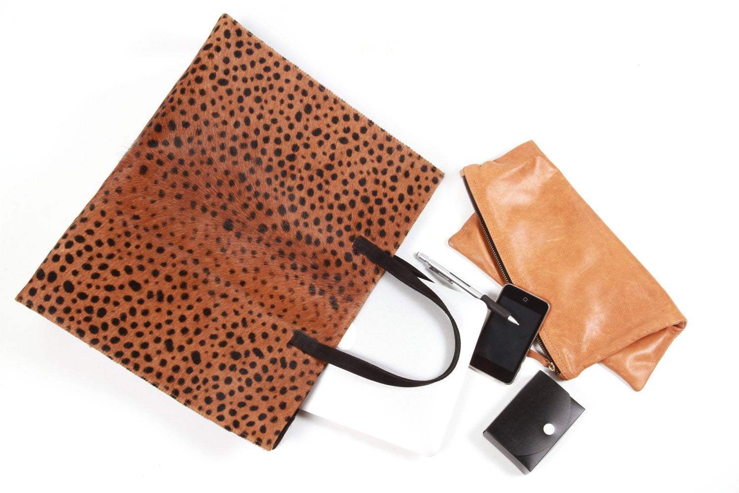 Tote-Leopard Genuine Calf Hair - RoshelLuxe.com
