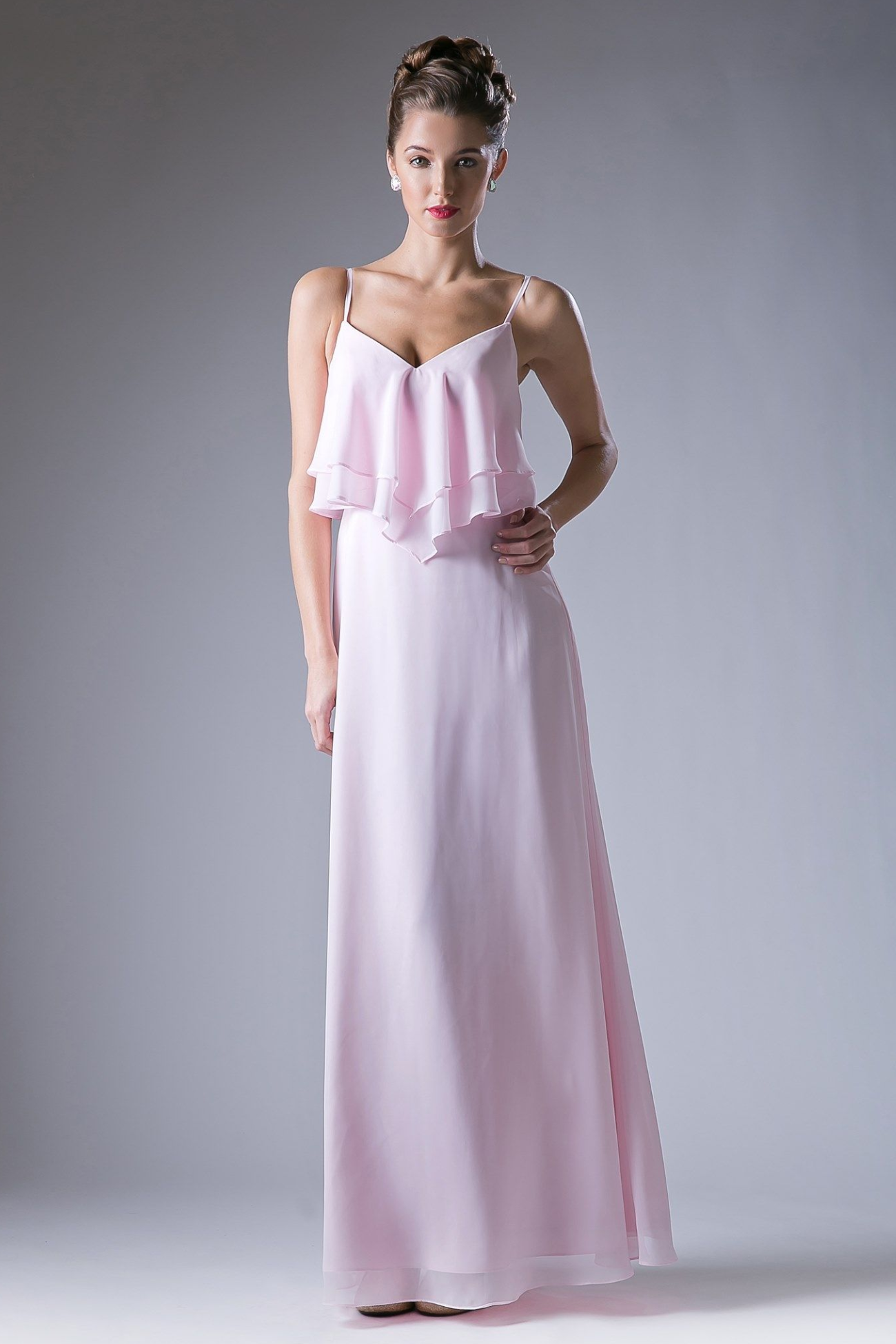 Chiffon Sheath Dress with a V Neckline - RoshelLuxe.com