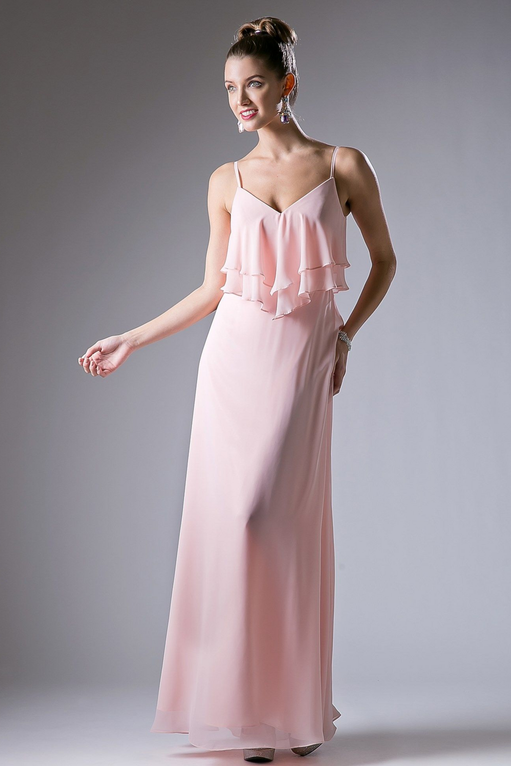 Chiffon Sheath Dress with a V Neckline