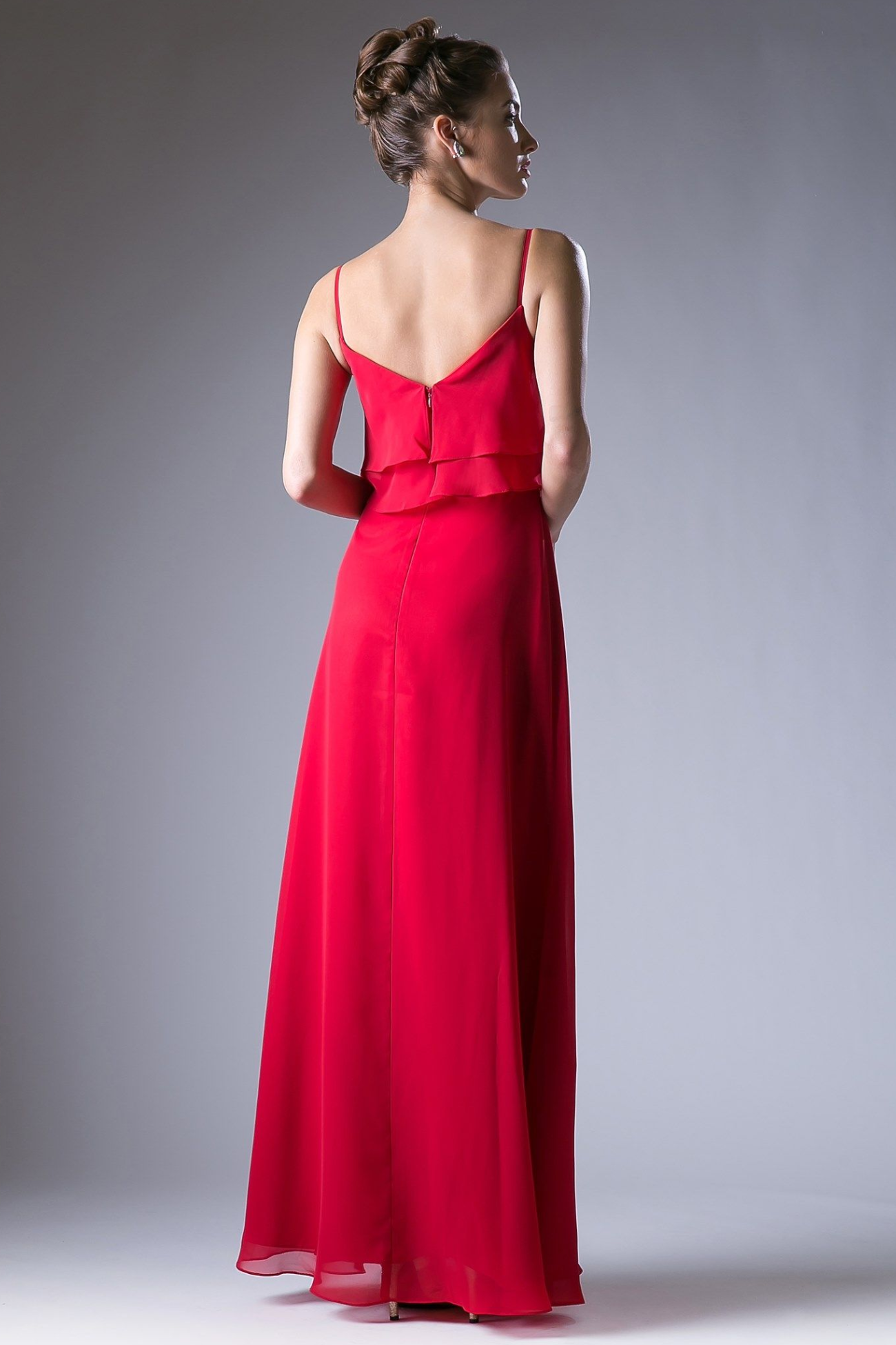 Chiffon Sheath Dress with a V Neckline - RoshelLuxe.com