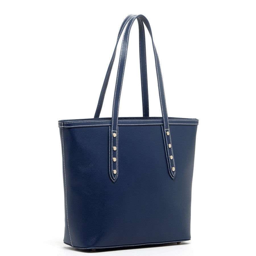Blue Leather Shoulder Bag - RoshelLuxe.com