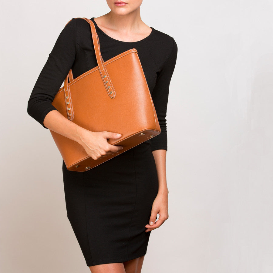 Brown Leather Shoulder Bag - RoshelLuxe.com