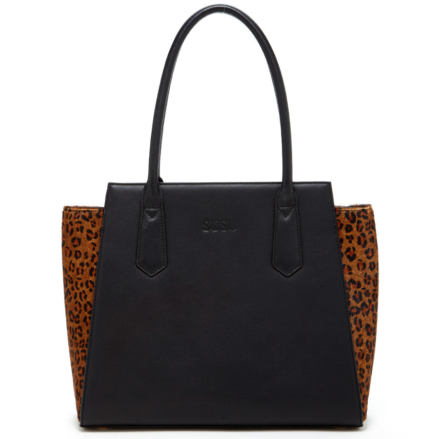 Jody Black Leather Tote Bag - RoshelLuxe.com