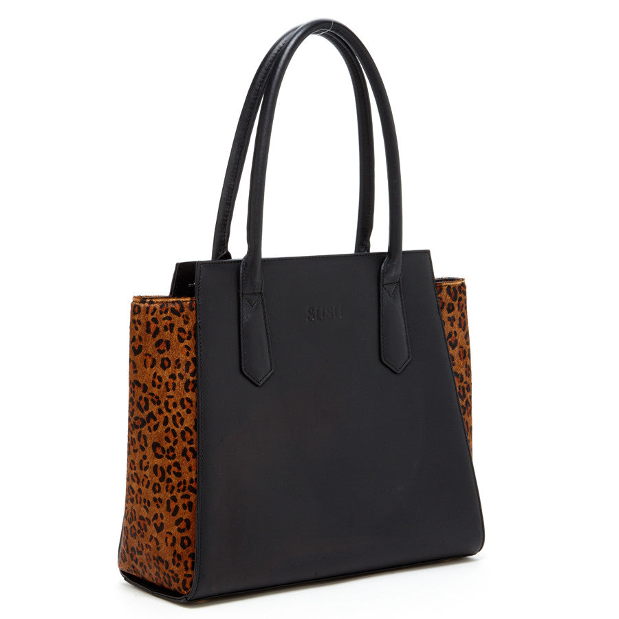 Jody Black Leather Tote Bag - RoshelLuxe.com