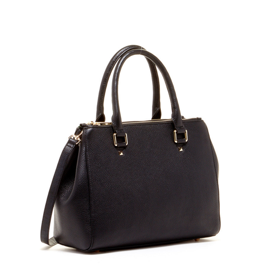 Leather Satchel Bag Black - RoshelLuxe.com