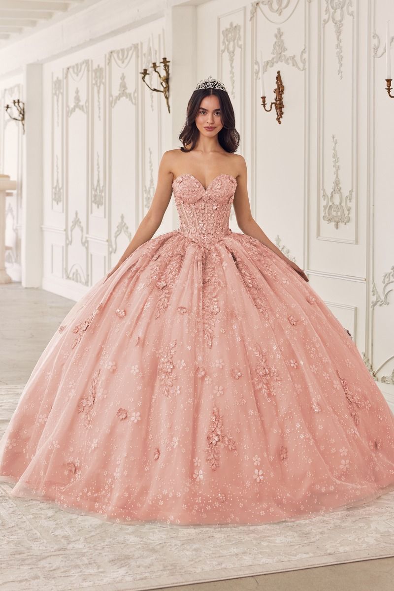 Off The Shoulder Glitter Floral Print Gold Ball Gown - RoshelLuxe.com