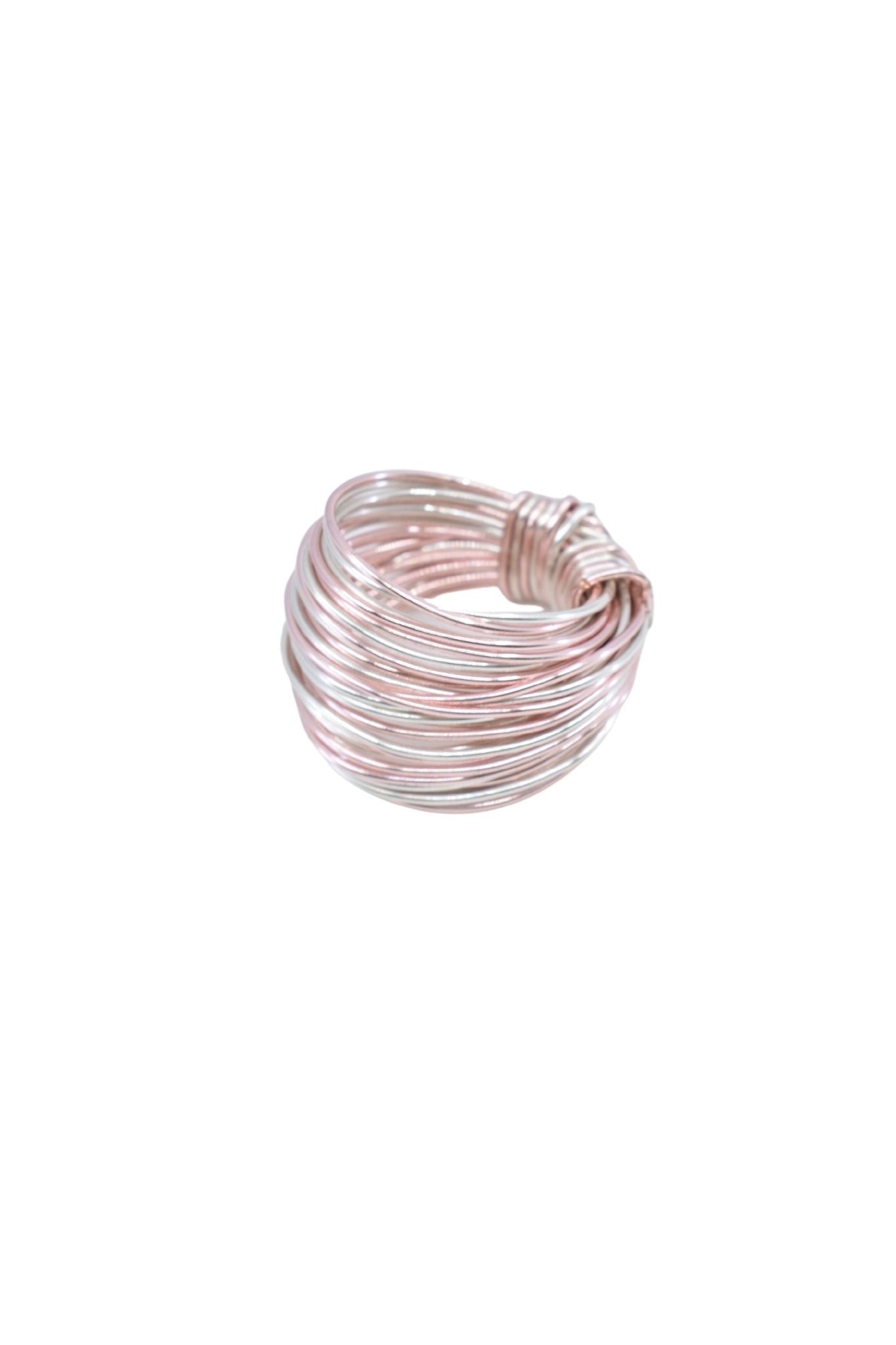 Rose gold and silver wire wrap crystal ring for women- RoshelLuxe.com
