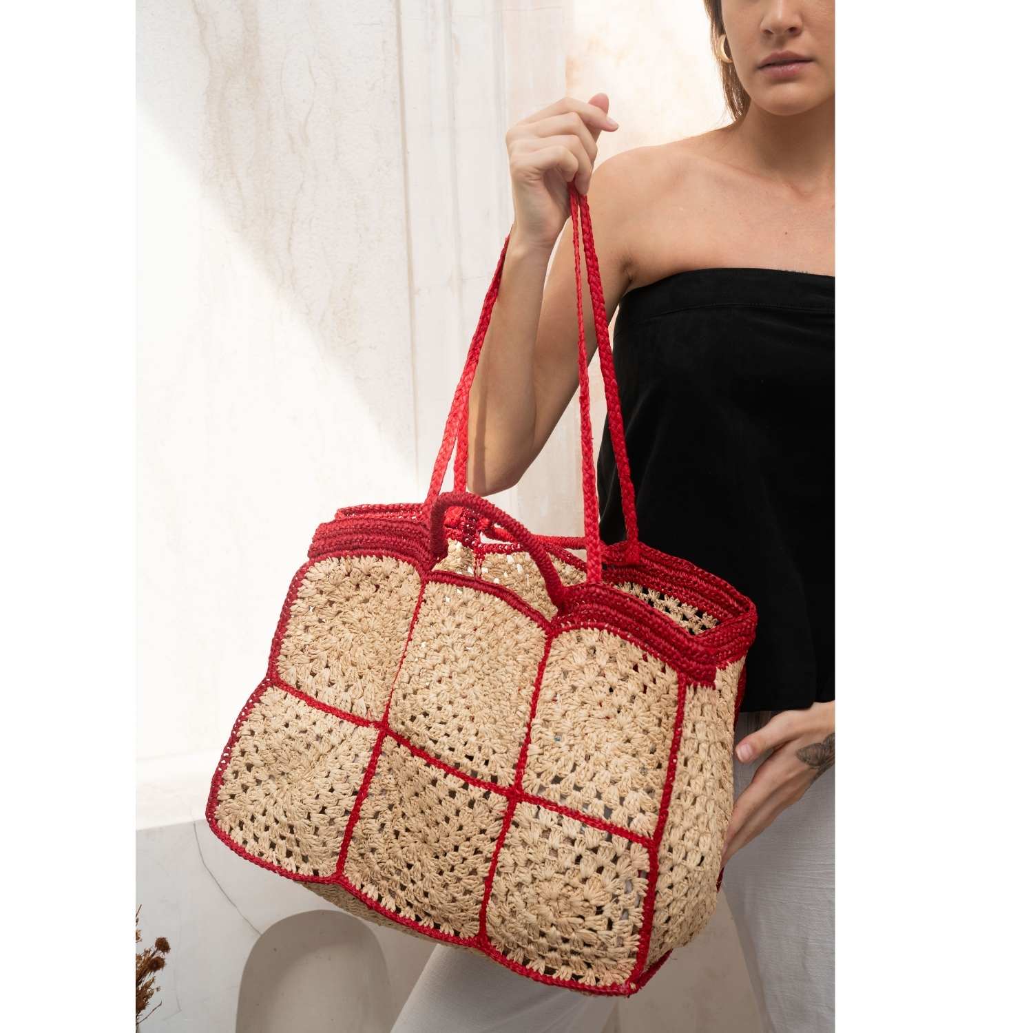 Carrey Raffia Tote bag - RoshelLuxe.com