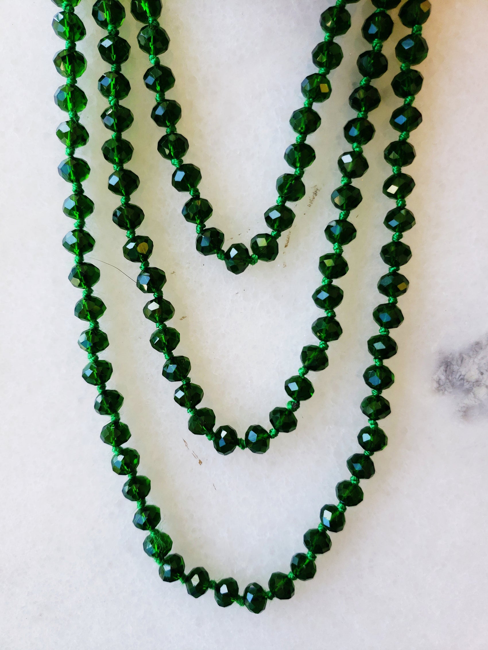 Emerald green crystal beaded necklace handmade jewelry for women - RoshelLuxe.com