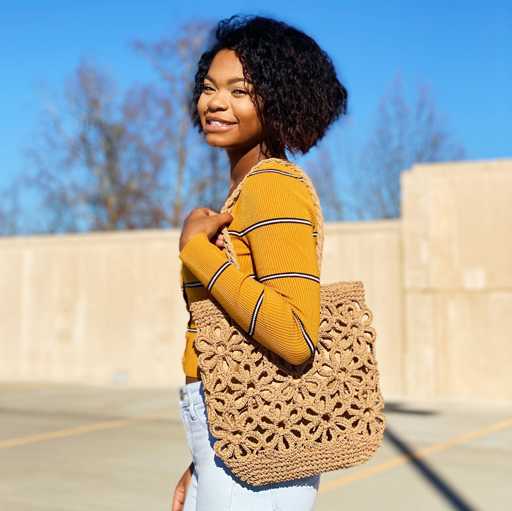 Hand Made Muted Floral Tote - RoshelLuxe.com