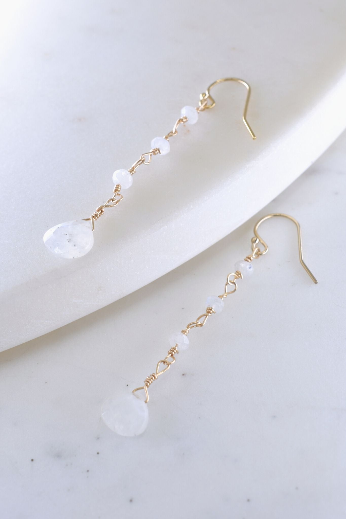 Moonstone crystal drop earrings handmade jewelry for women - RoshelLuxe.com