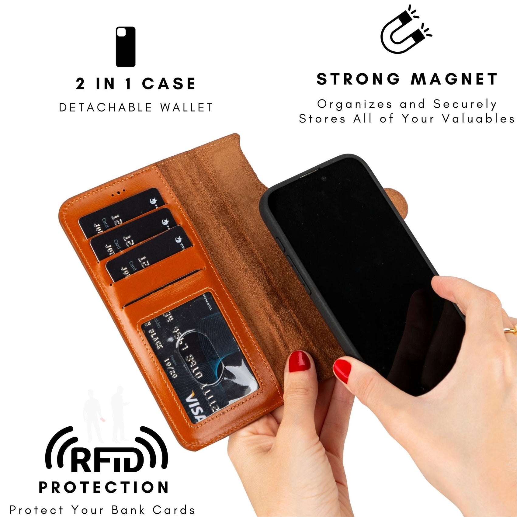 Casper iPhone 14 Series Detachable Leather Wallet Case - RoshelLuxe.com