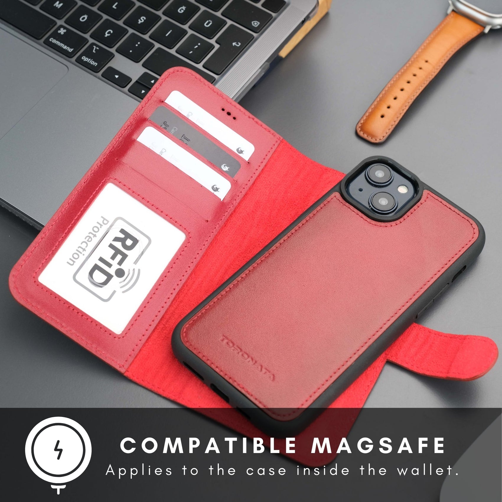 Casper Leather iPhone 15 Wallet Case | Detachable MagSafe Compatible RFID Protection - RoshelLuxe.com