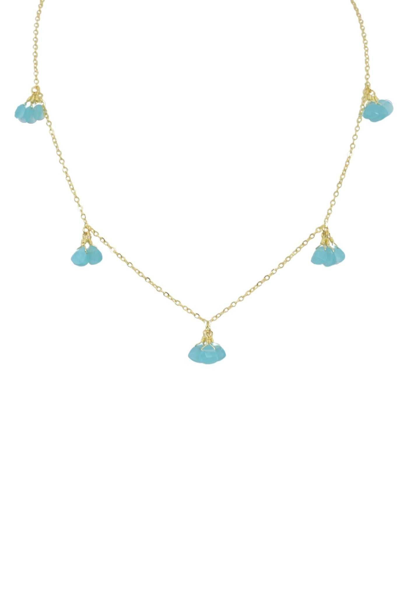 Chalcedony Gold Cluster Necklace - RoshelLuxe.com