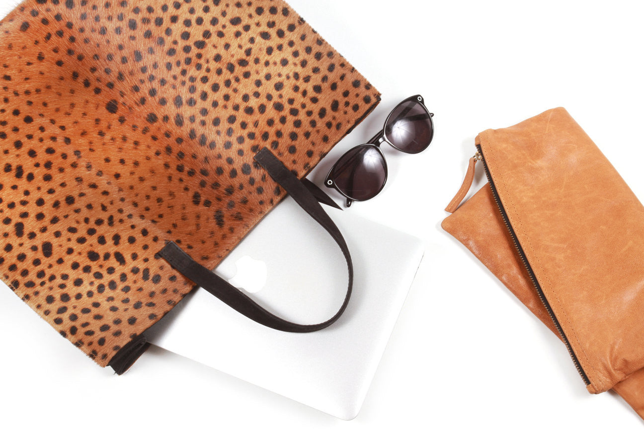 Tote-Leopard Genuine Calf Hair - RoshelLuxe.com