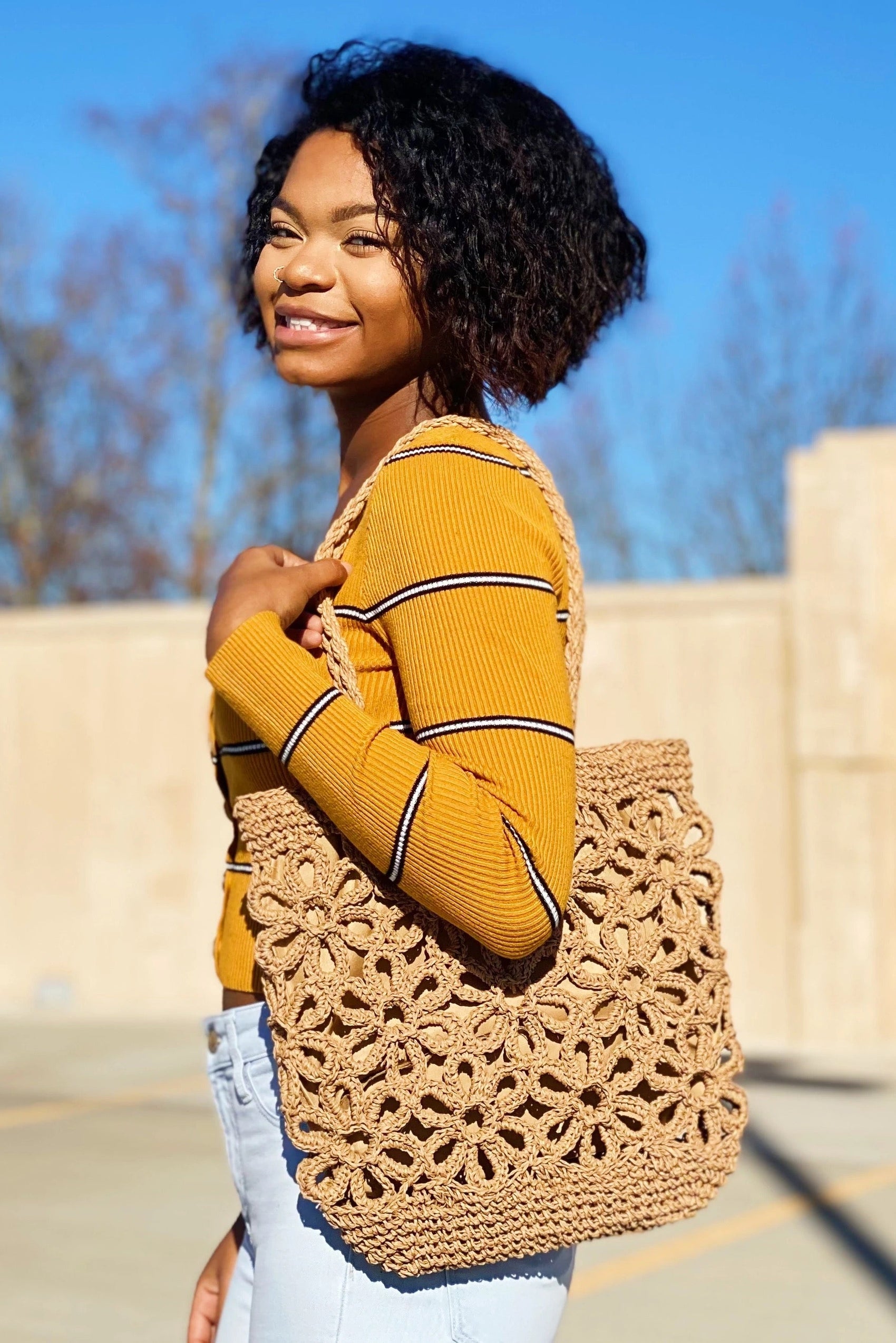 Hand Made Muted Floral Tote - RoshelLuxe.com