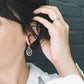 Oval Dangle Earrings with Raw Meteorite - RoshelLuxe.com