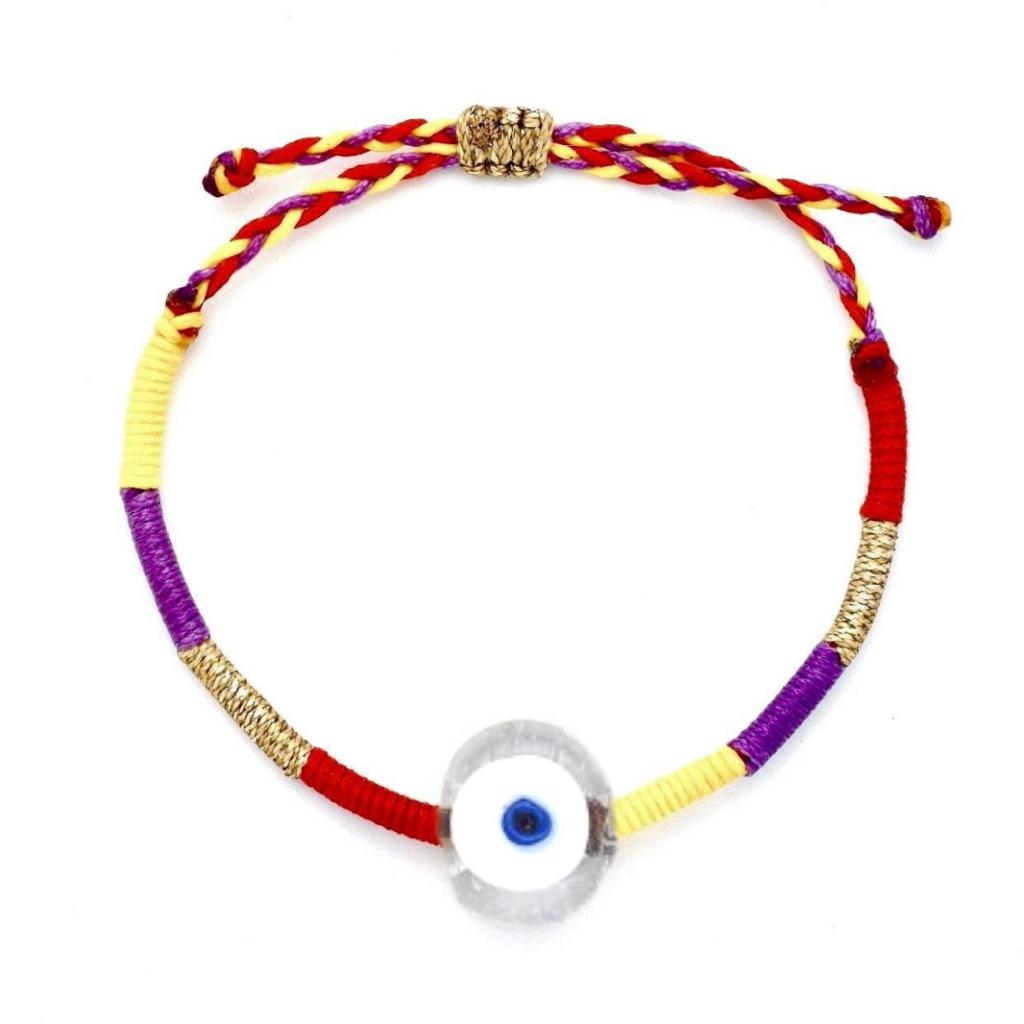 Mini Clear Carnival Glass Evil Eye Bracelet - RoshelLuxe.com