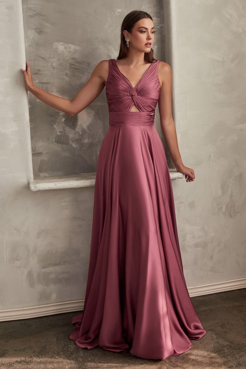 A-Line Satin Keyhole Dress - RoshelLuxe.com