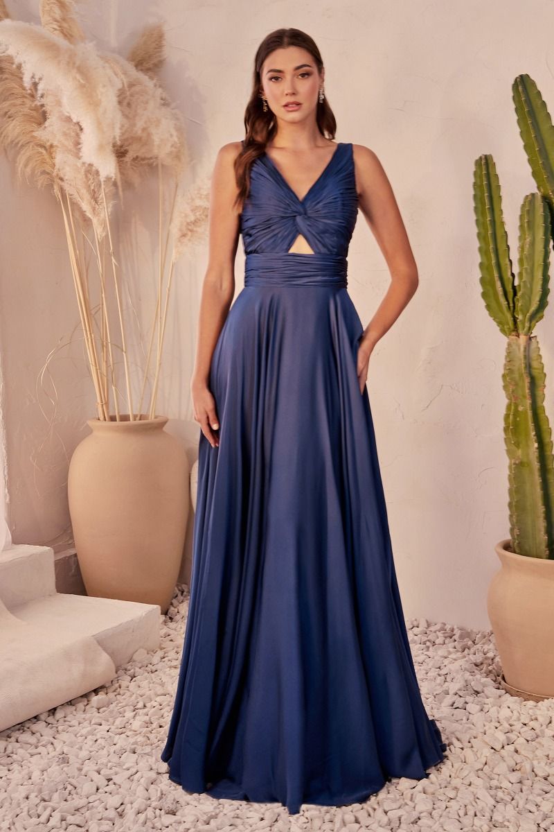 A-Line Satin Keyhole Dress - RoshelLuxe.com