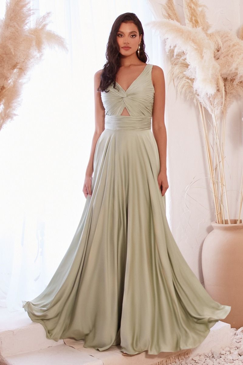 A-Line Satin Keyhole Dress - RoshelLuxe.com