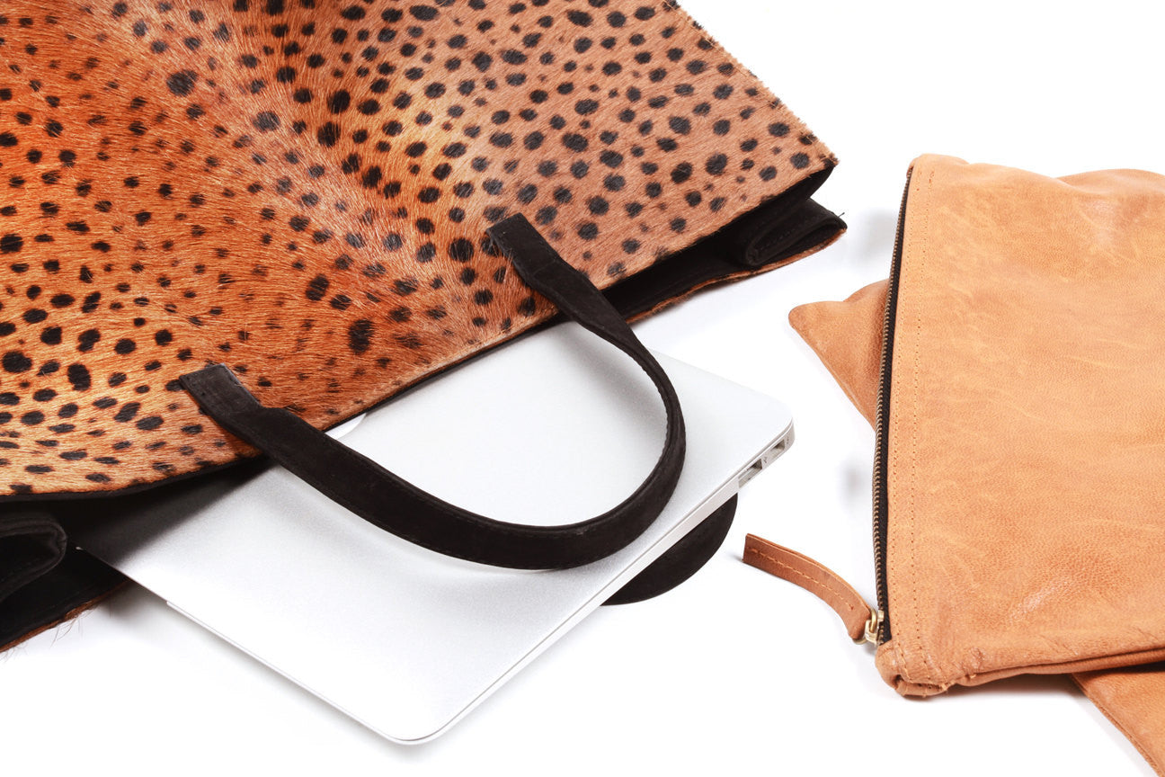Tote-Leopard Genuine Calf Hair - RoshelLuxe.com