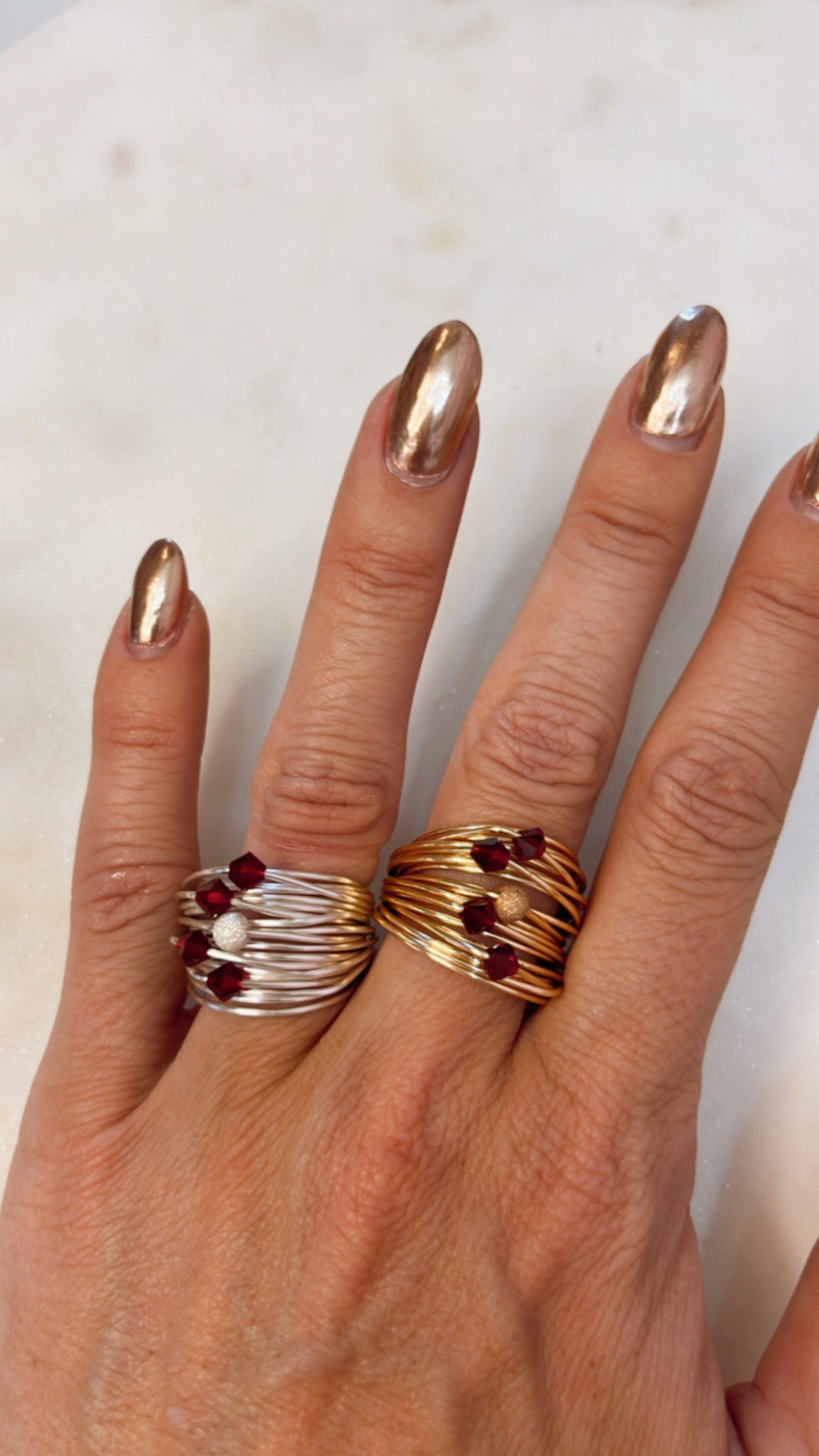 Ruby Swarovski crystal wire wrap ring - RoshelLuxe.com