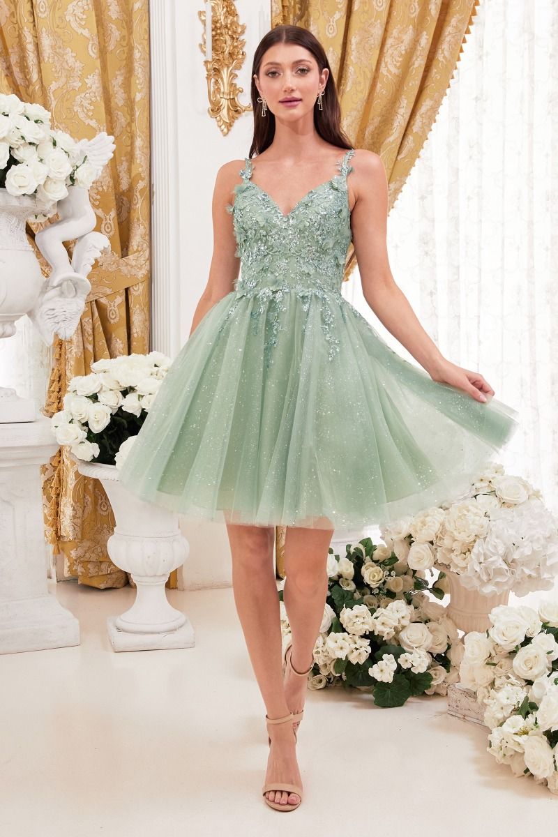A-Line Cocktail Dress With Floral Details - RoshelLuxe.com