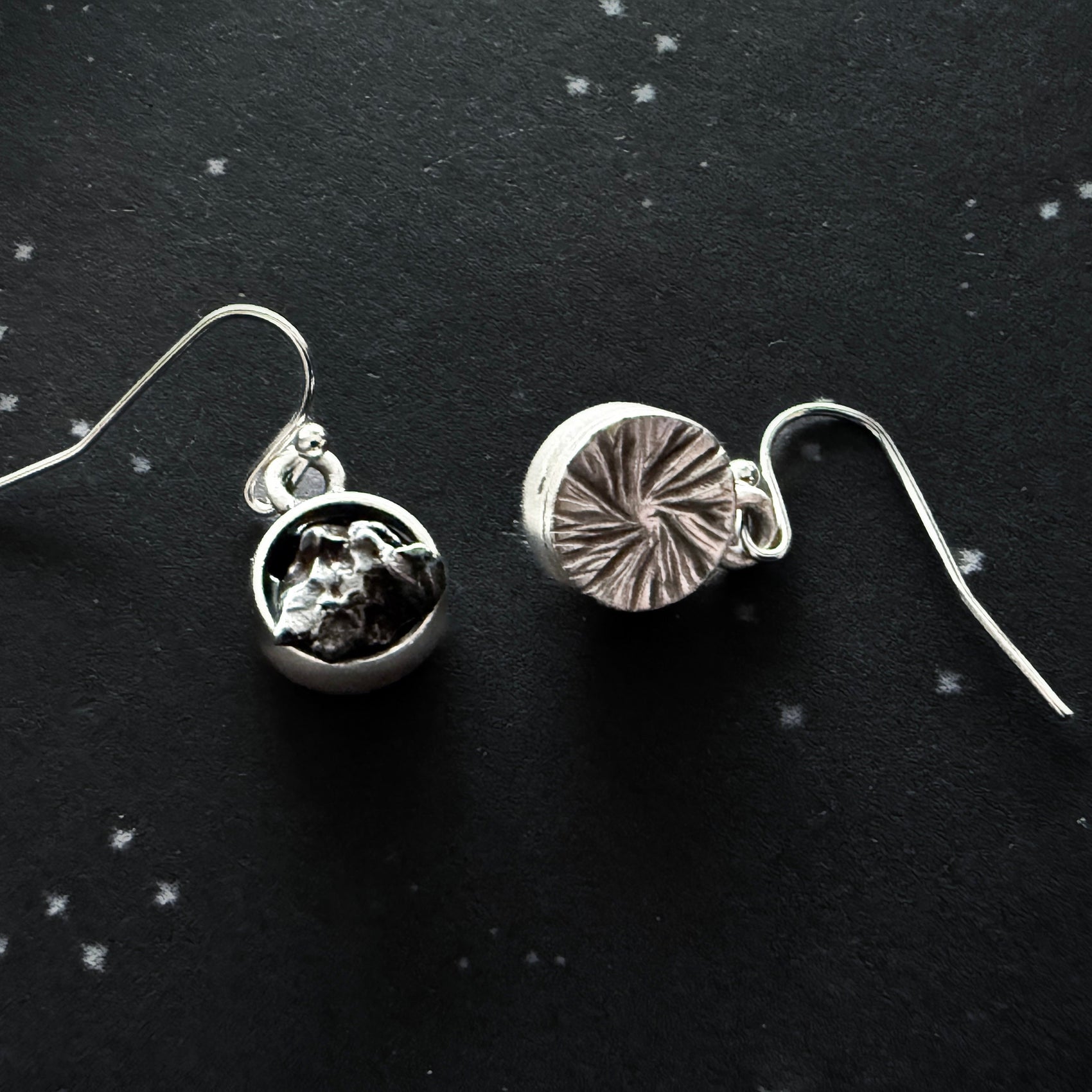 Small Round Raw Meteorite Dangle or Stud Earrings - RoshelLuxe.com