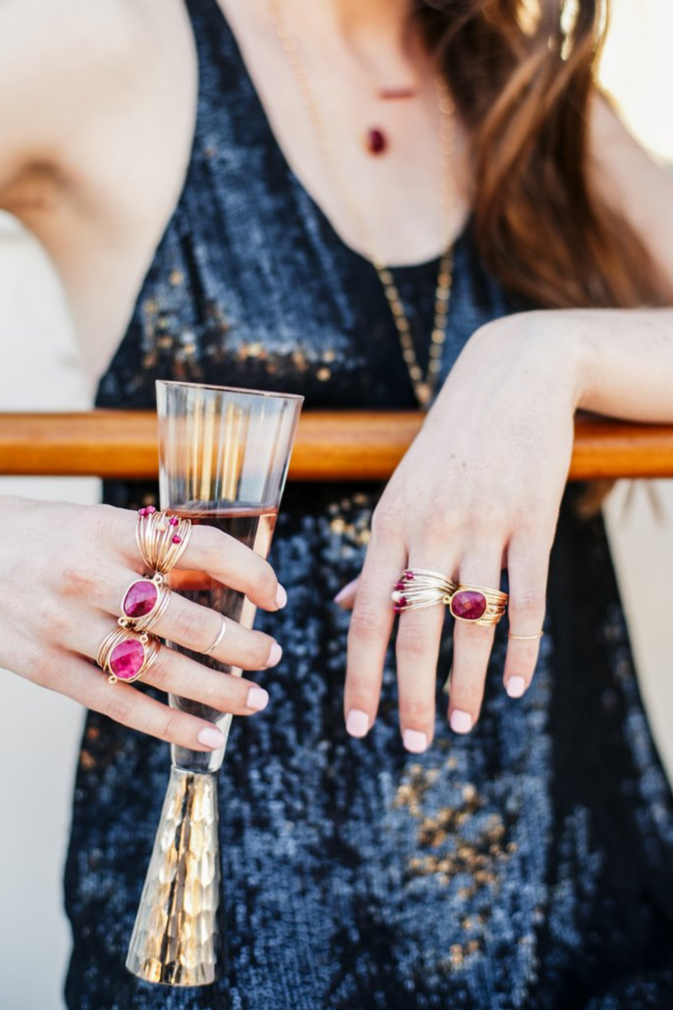 Ruby Swarovski crystal wire wrap ring- RoshelLuxe.com