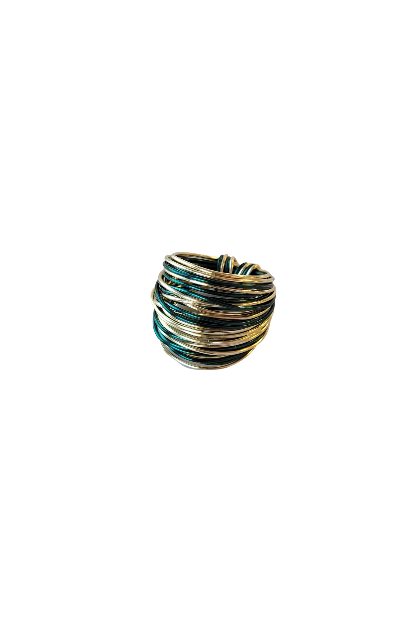 green gold wire wrap ring handmade US adjustable jewelry - RoshelLuxe.com