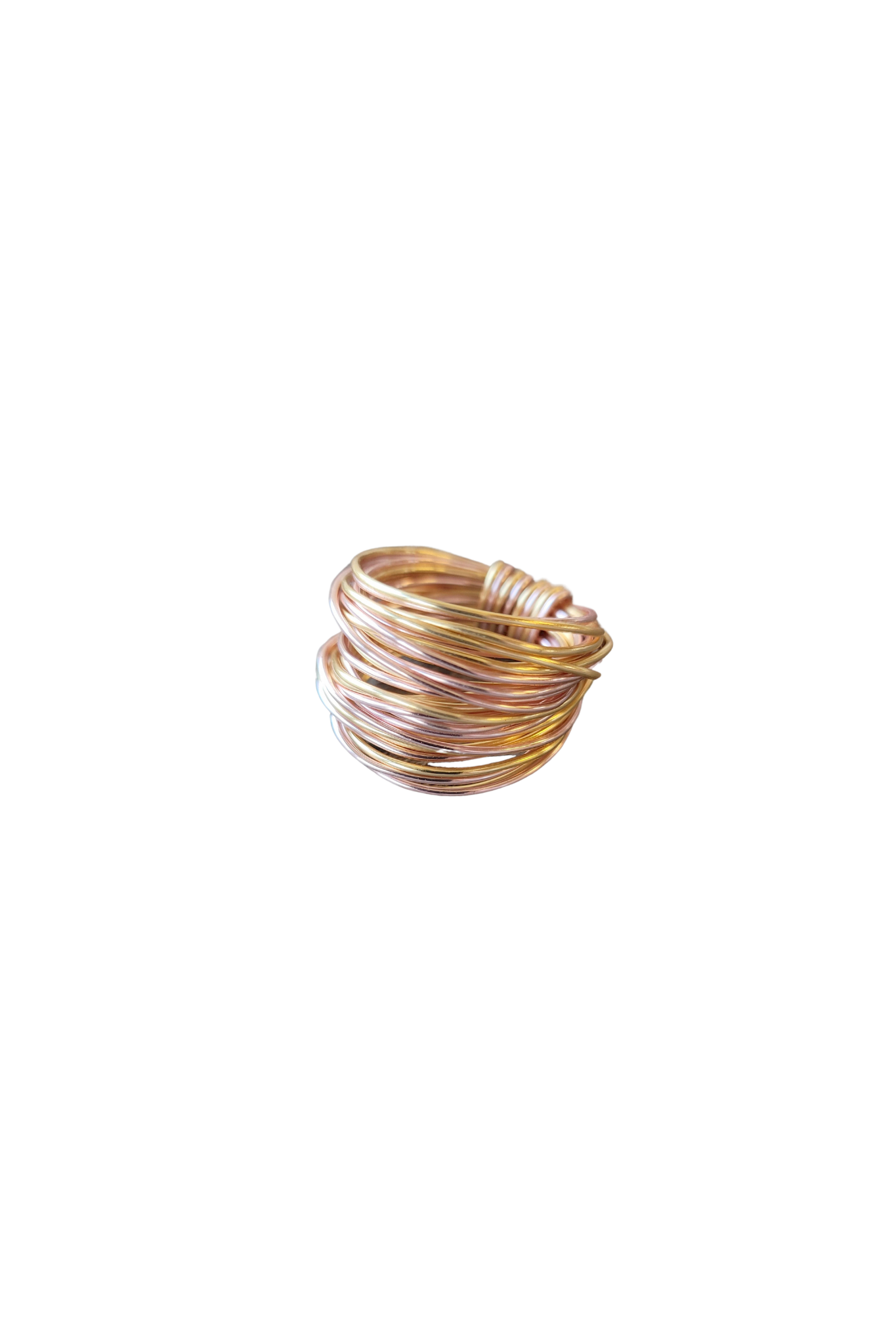 Rose gold wire wrap crystal ring with gold accents for women- RoshelLuxe.com