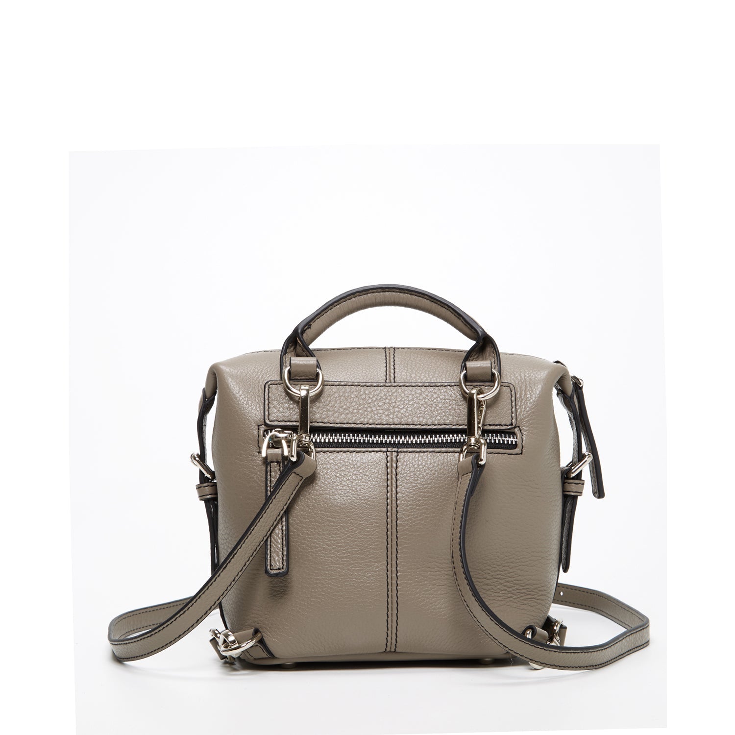 Gray Leather Backpack Purse for Women Convertible Crossbody Bag Medium Size with Front and Back Pockets - RoshelLuxe.com