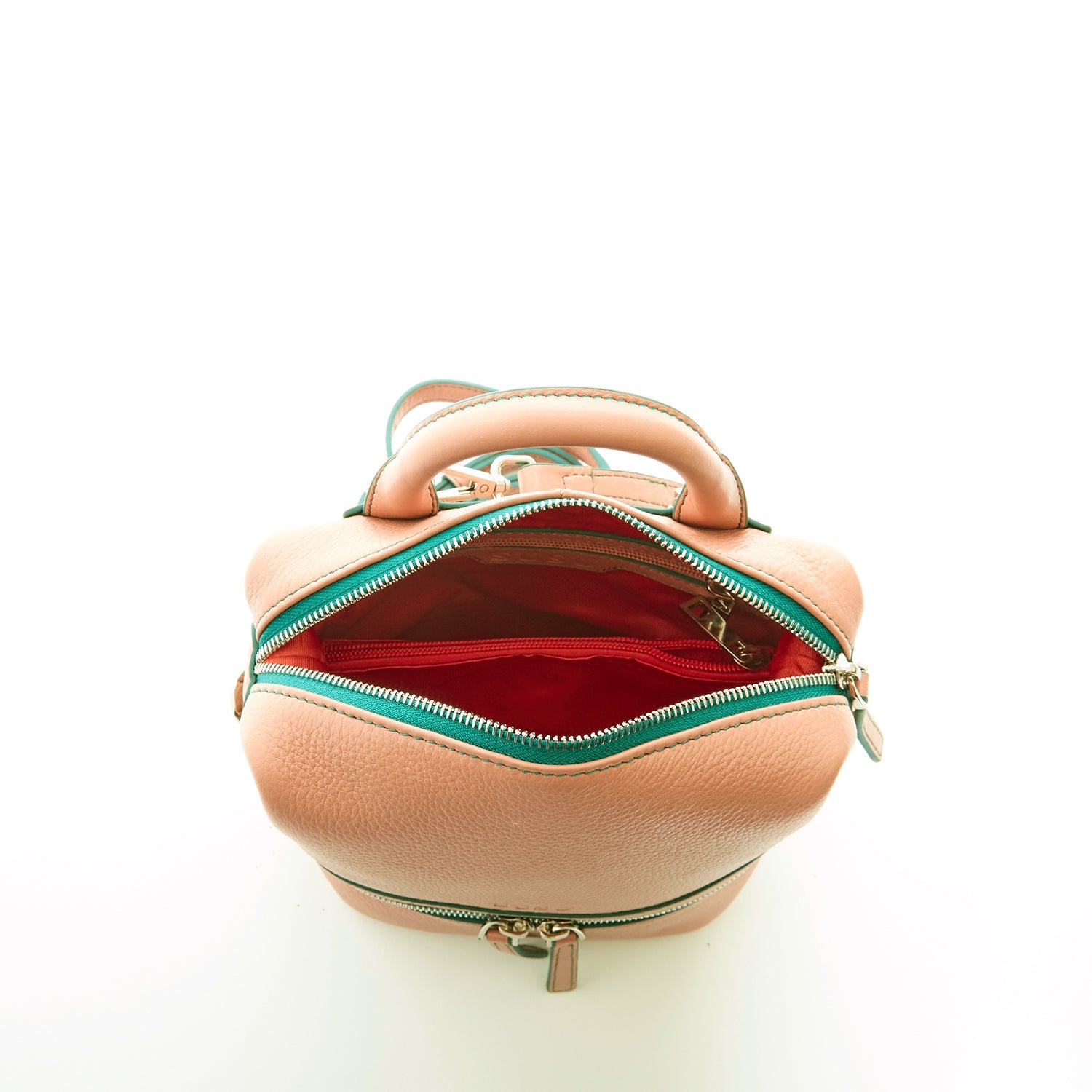 Pink Leather Backpack Purse for Women Convertible Crossbody Bag Medium Size with Front and Back Pockets - RoshelLuxe.com