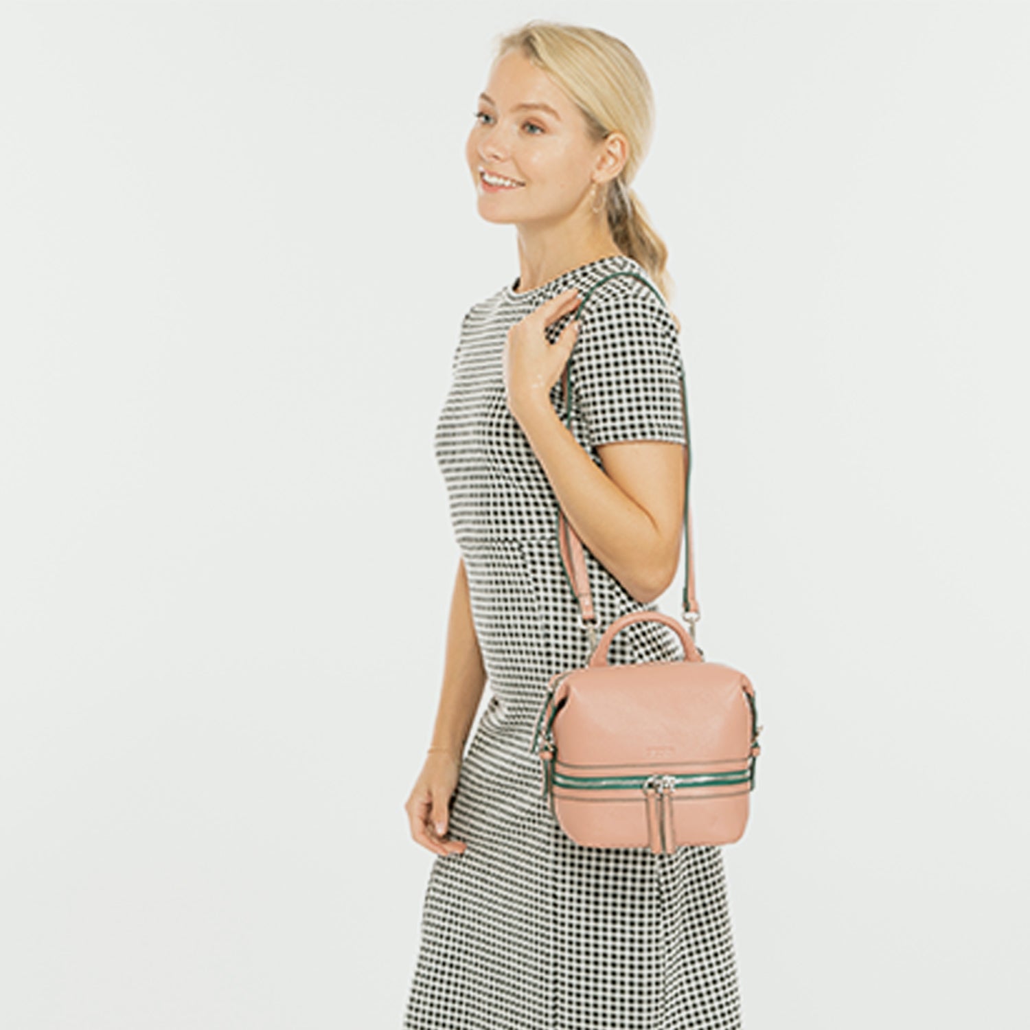 Pink Leather Backpack Purse for Women Convertible Crossbody Bag Medium Size with Front and Back Pockets - RoshelLuxe.com
