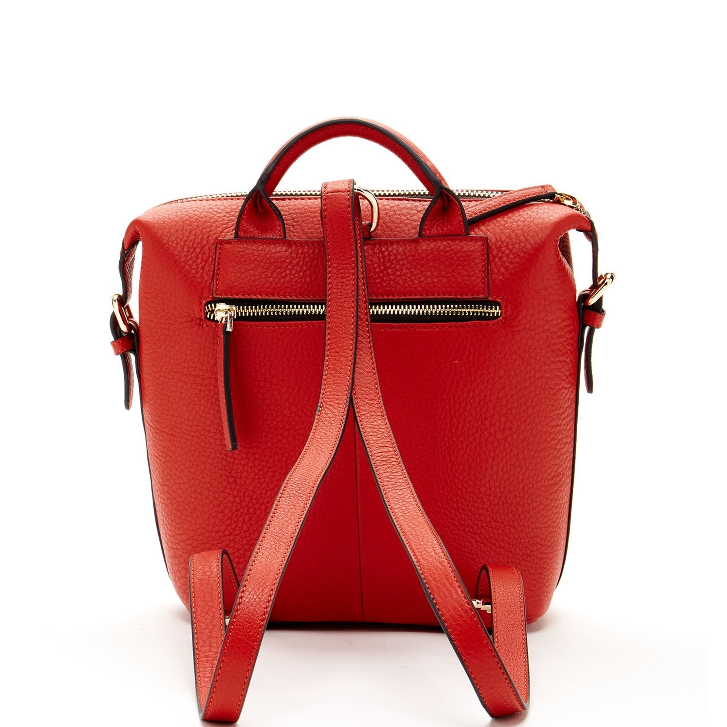 Red Leather Backpack Purse Convertible Crossbody Bag - RoshelLuxe.com
