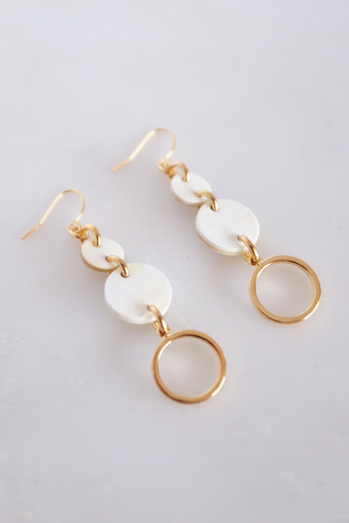 Ba Be Crescent Drop Buffalo Horn Dangle Earrings - RoshelLuxe.com