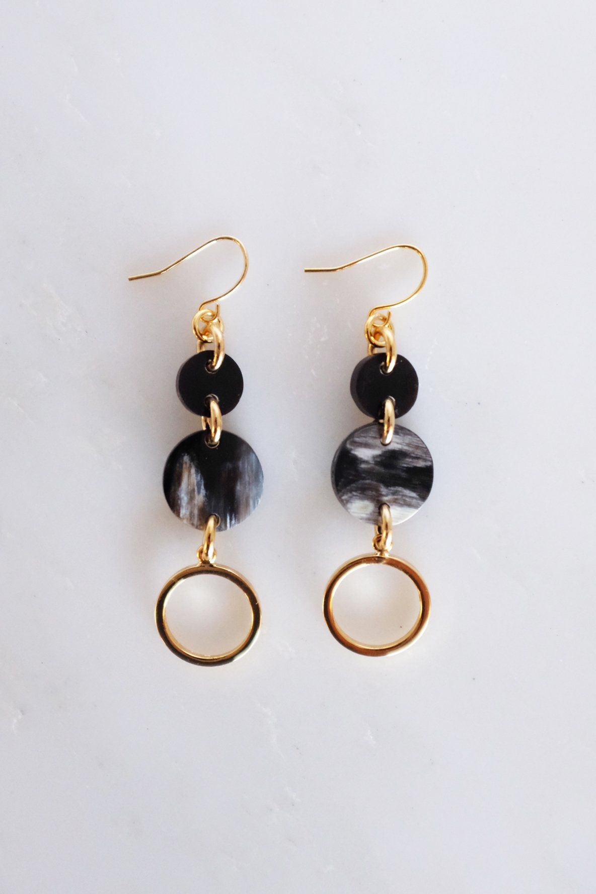 Ba Be Crescent Drop Buffalo Horn Dangle Earrings - RoshelLuxe.com