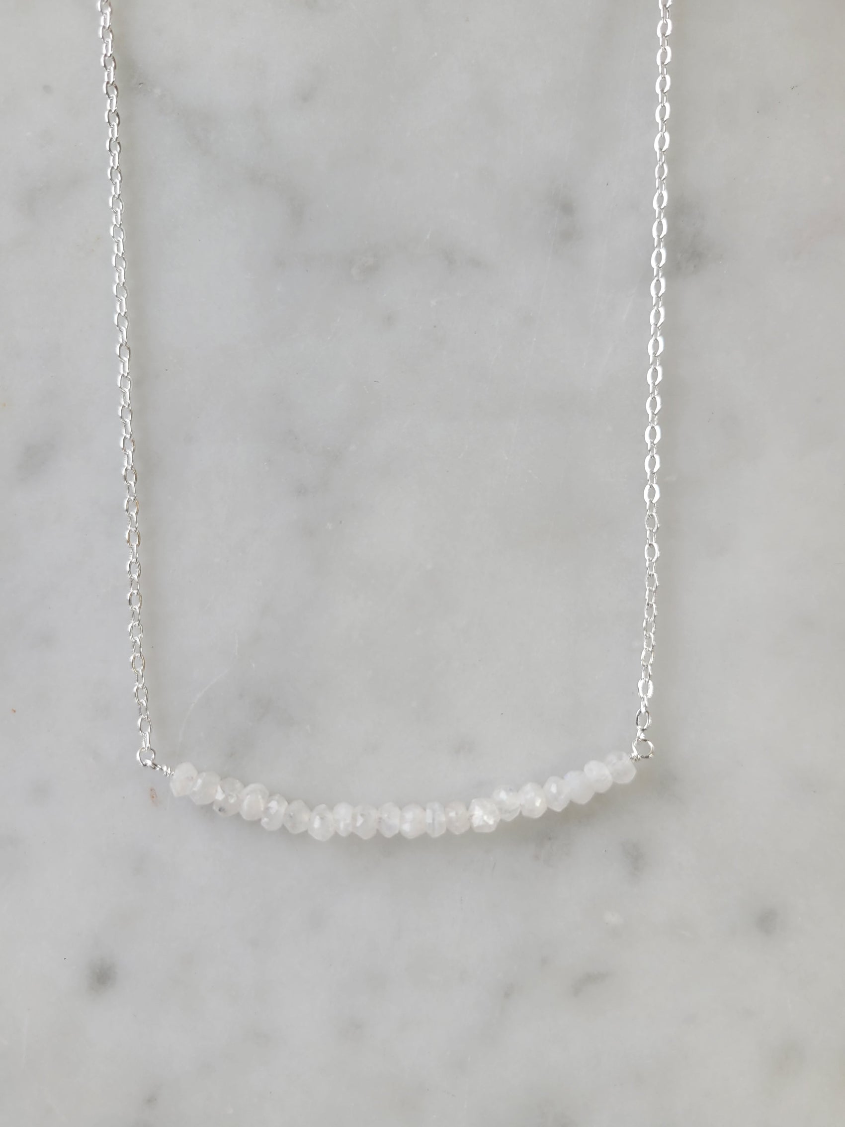 Moonstone bar necklace minimalist jewelry - RoshelLuxe.com