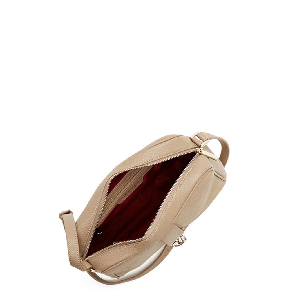 Leather Crossbody Bag for Women Medium Size Beige Purse