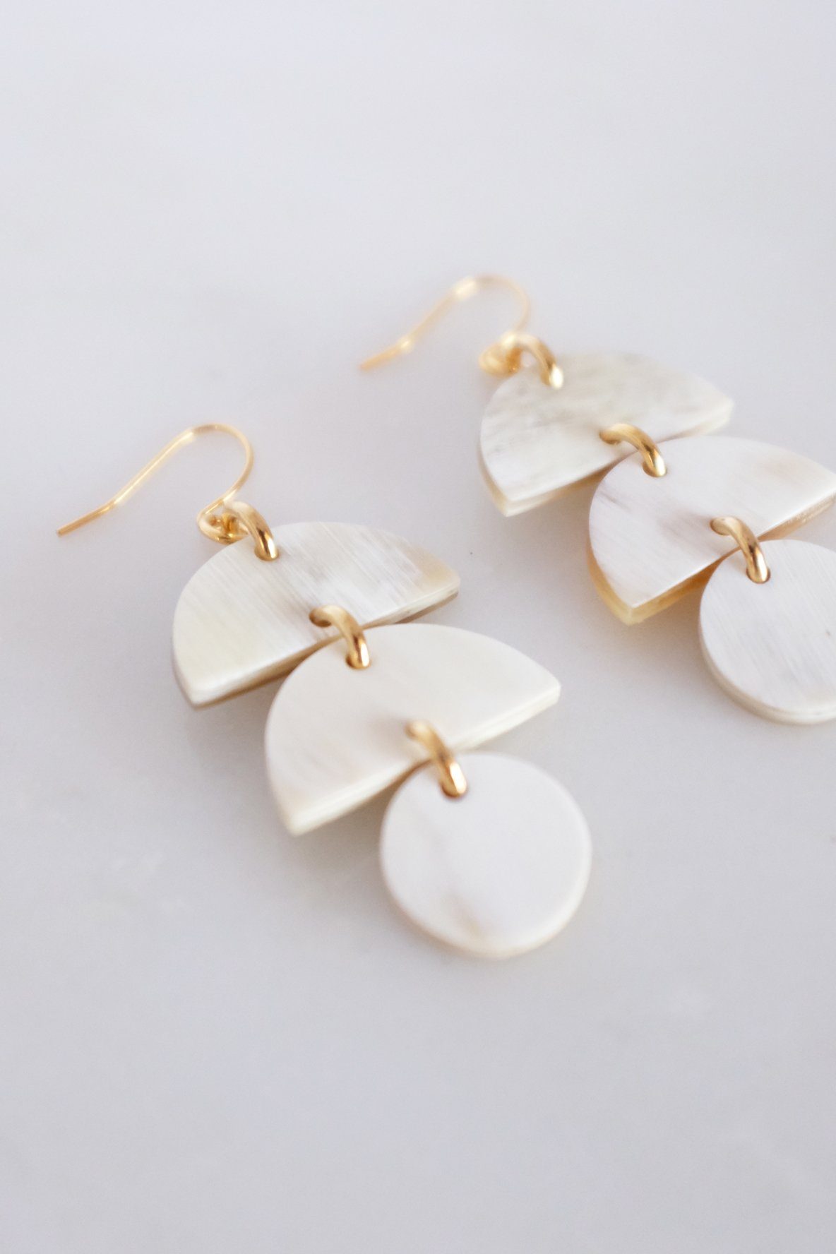 Cat Ba Crescent Drop Buffalo Horn Dangle Earrings - RoshelLuxe.com