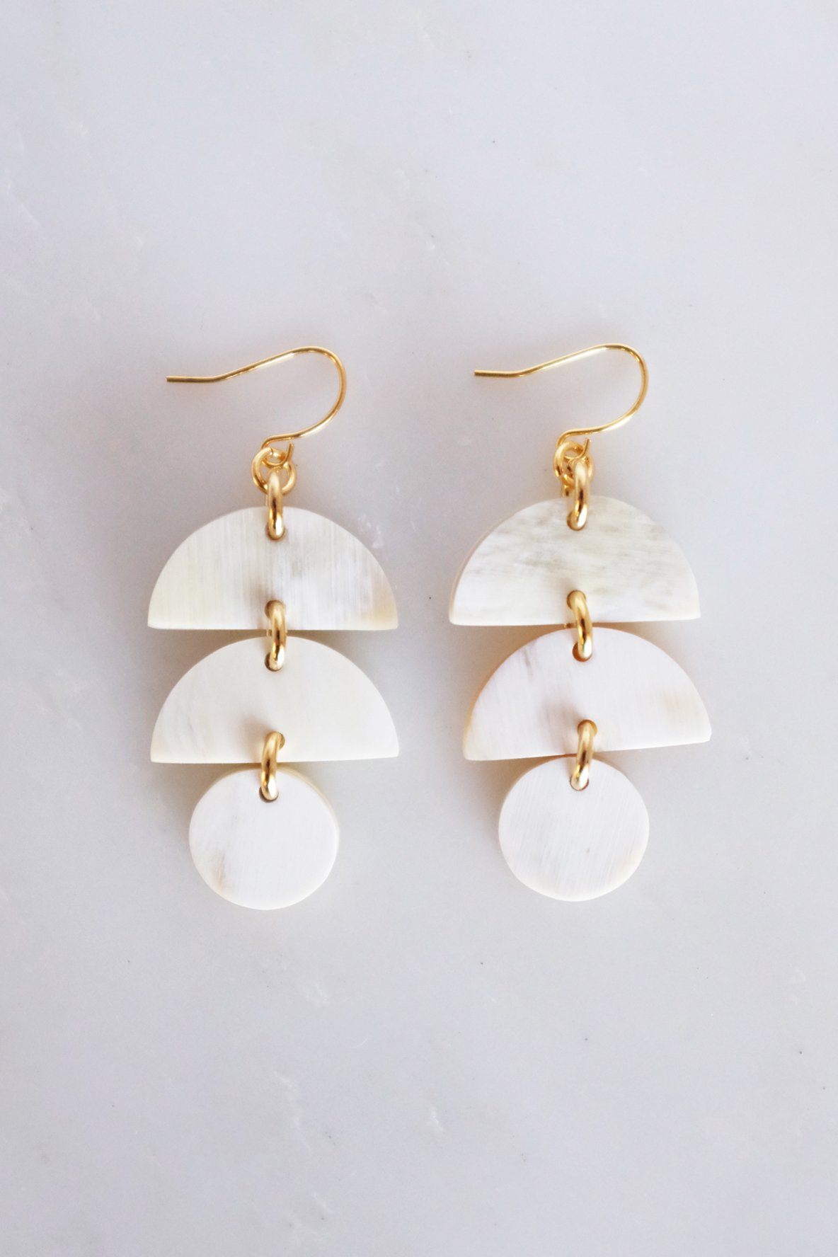 Cat Ba Crescent Drop Buffalo Horn Dangle Earrings - RoshelLuxe.com