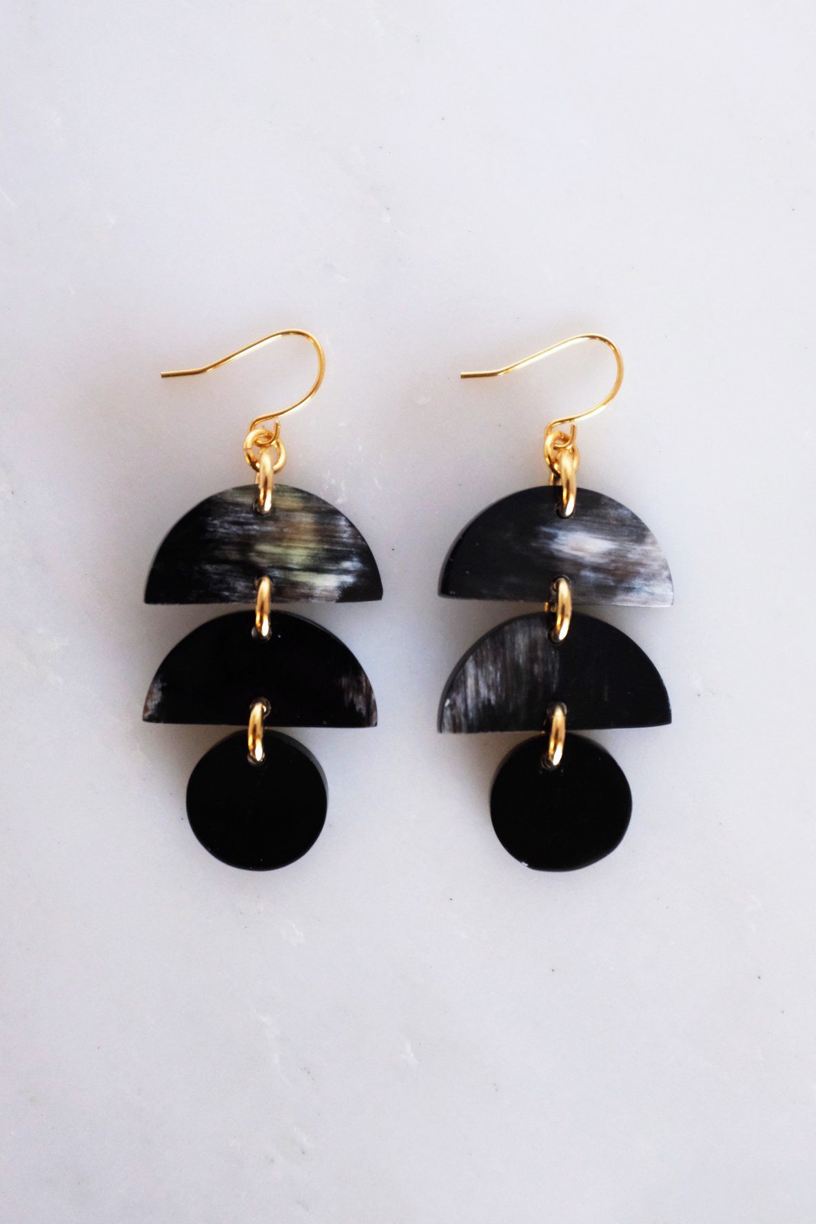 Cat Ba Crescent Drop Buffalo Horn Dangle Earrings - RoshelLuxe.com