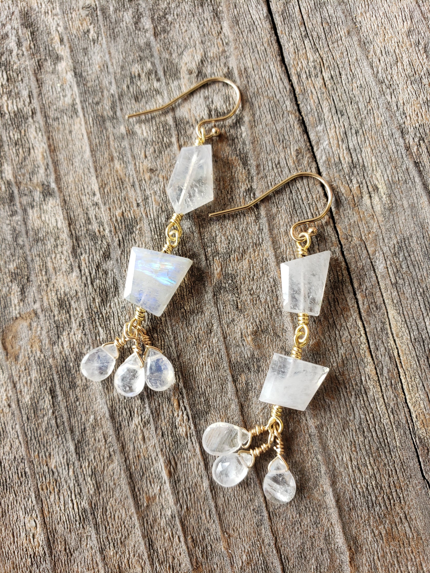 moonstone earrings handmade elegant UK jewelry - RoshelLuxe.com