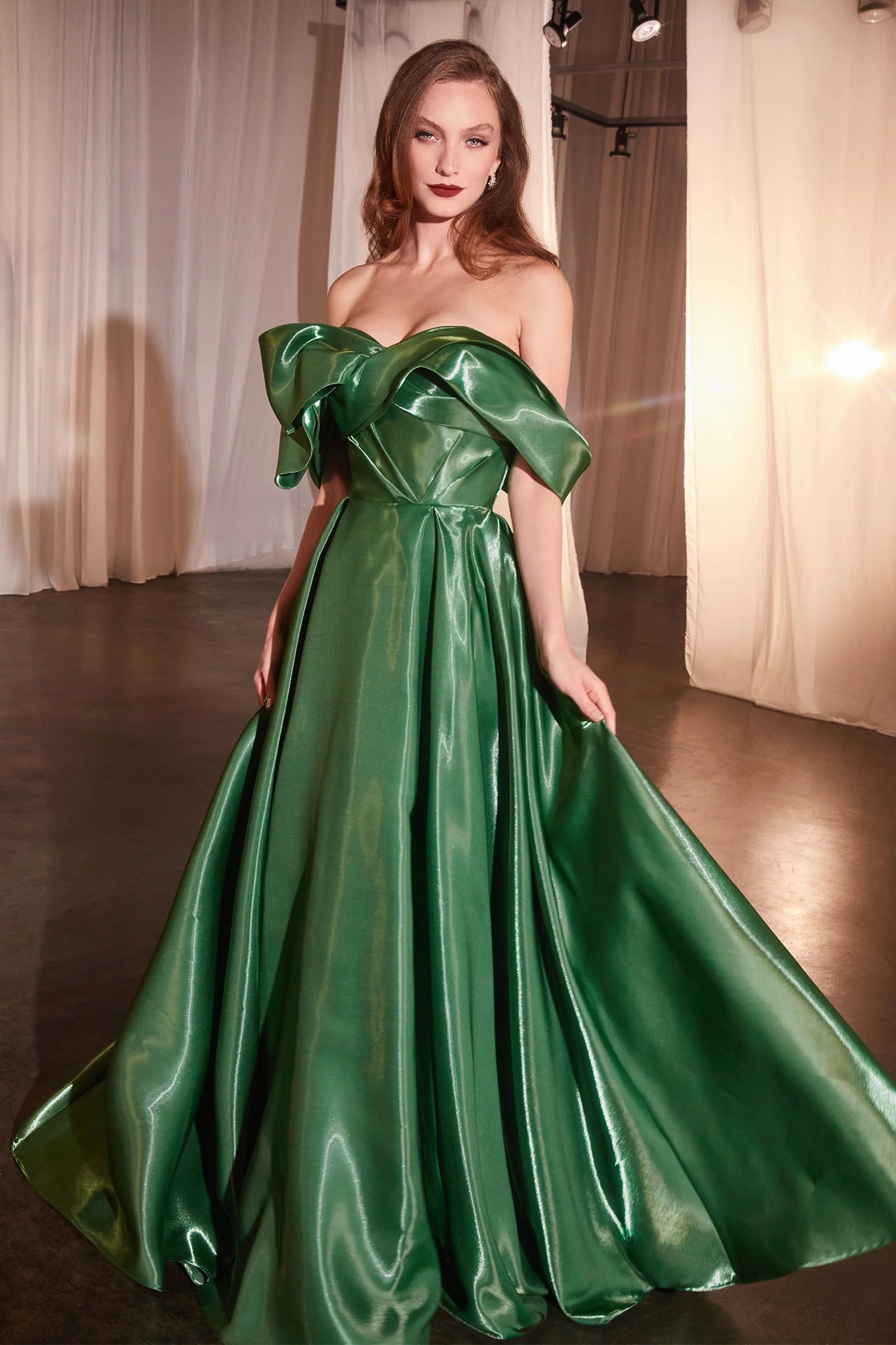 Luxurious Organza Off The Shoulder Ball Gown - RoshelLuxe.com